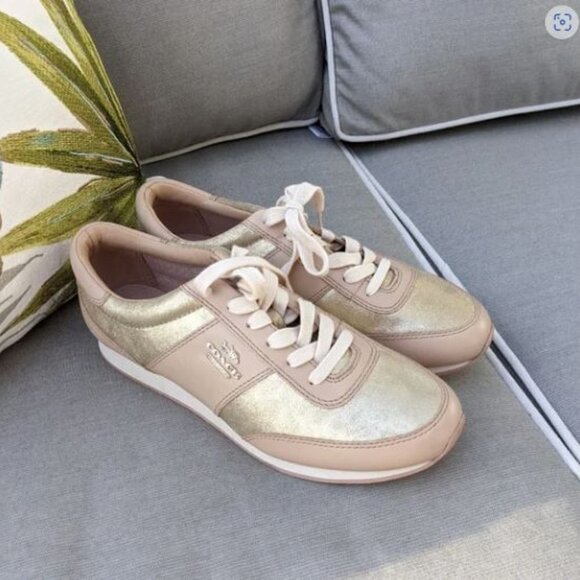 Coach cream gold sneakers Size 8 - Picture 1 of 5